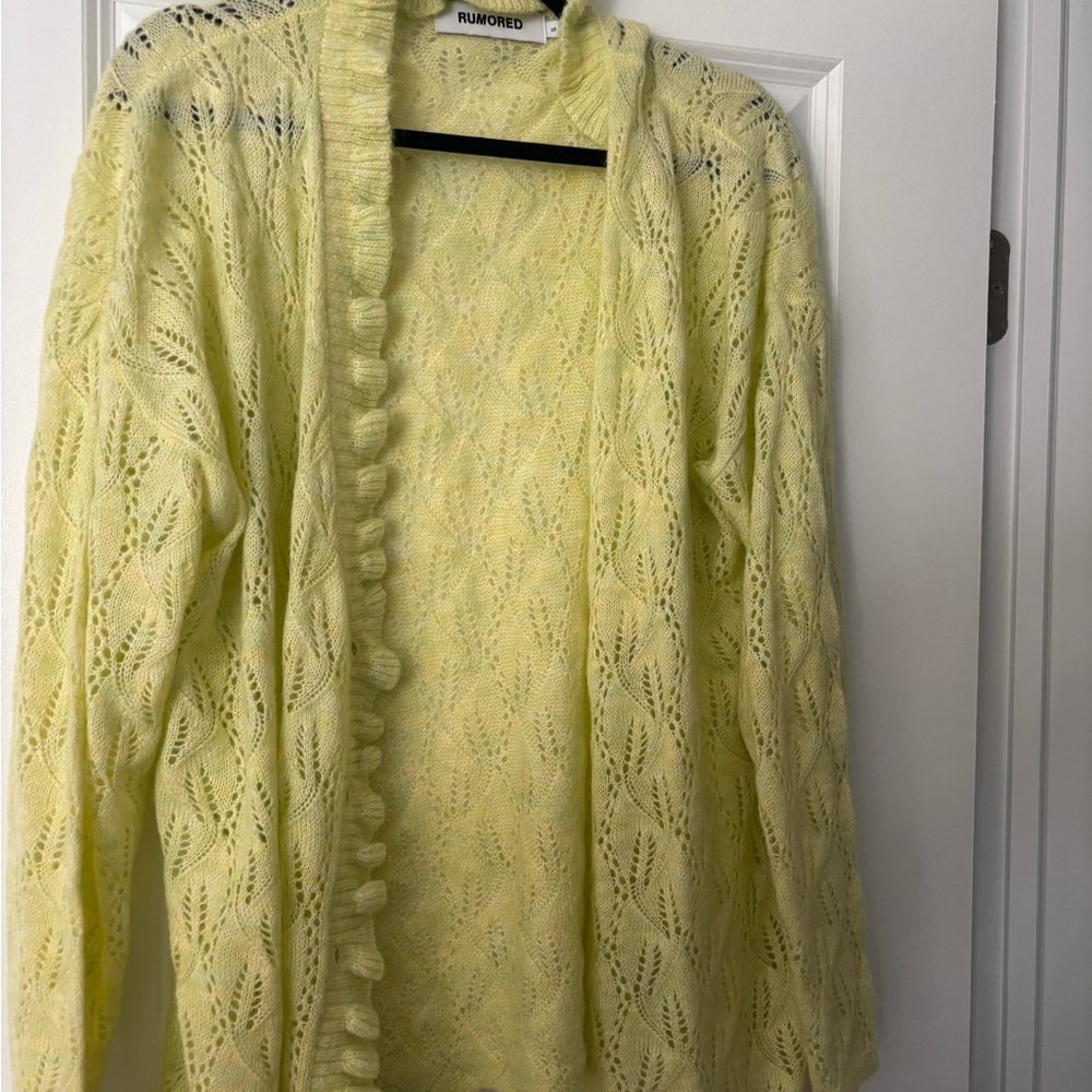 Rumored Light Yellow Open-Front Cardigan